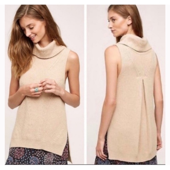 Anthropologie Angel of the North Grey Turtleneck Vest Sweater NWT Size Large - Picture 4 of 15